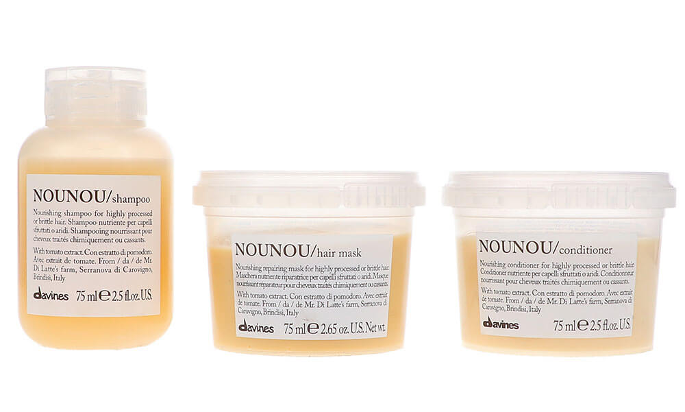 Davines NOUNOU Nourishing Shampoo 2.5 oz, NOUNOU Nourishing Conditioner 2.5 oz & NOUNOU Nourishing Hair Mask 2.5 oz Combo Pack