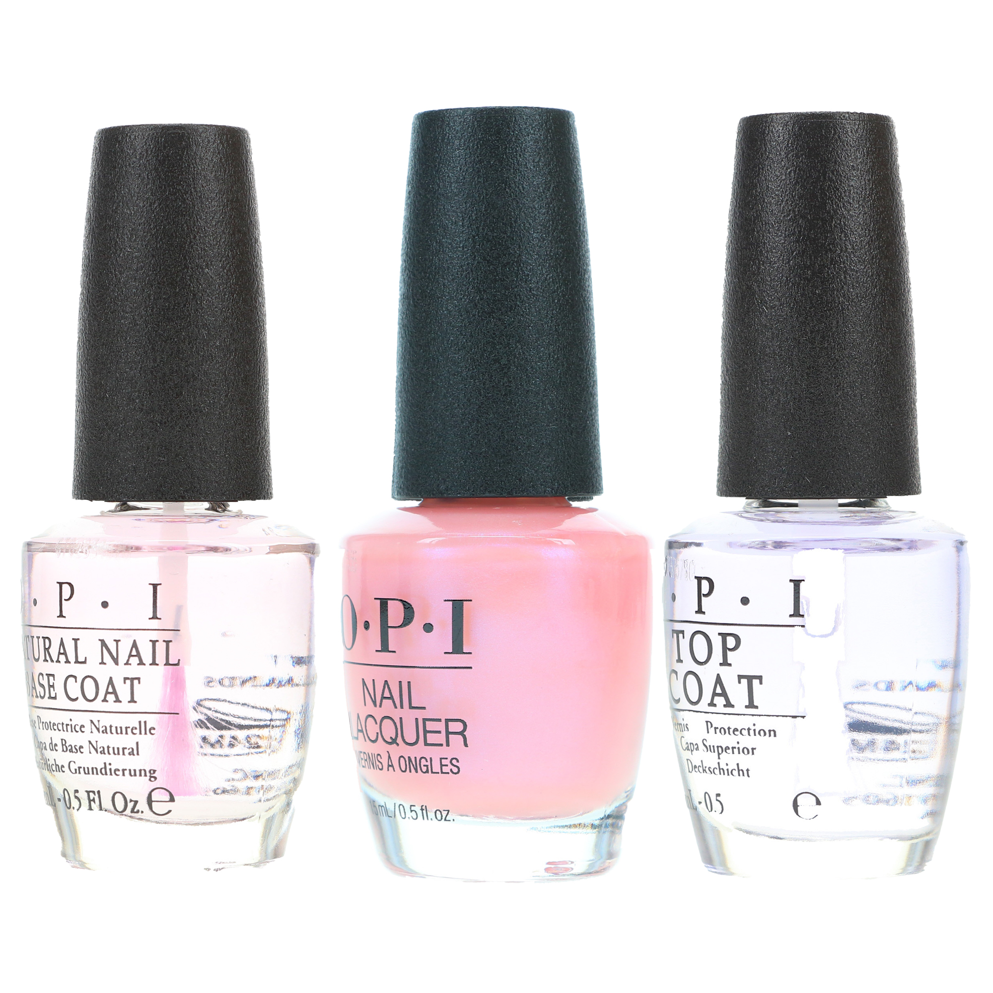 Opi Rosy Future 0.5 Oz, Top Coat 0.5 Oz & Base Coat 0.5 Oz Combo Pack 